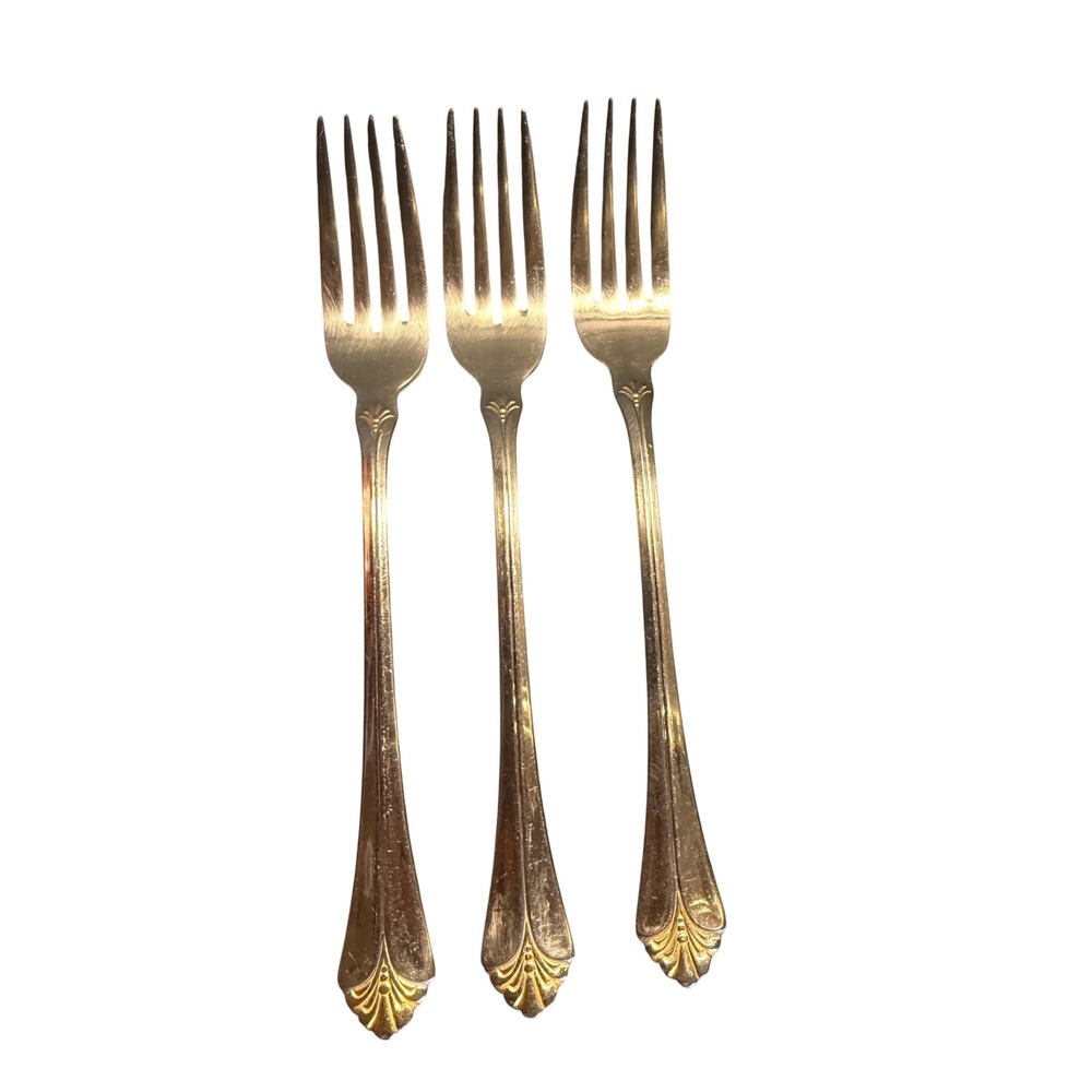Towle Santa Barbara Gold Accent Dinner Forks 18/8 Stainless Steel Set of 3